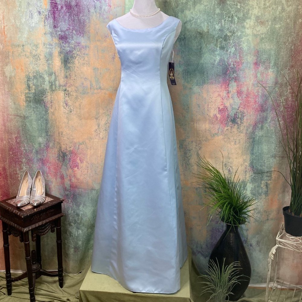 Bridal Satin A-Line Wedding Dress in Light Blue